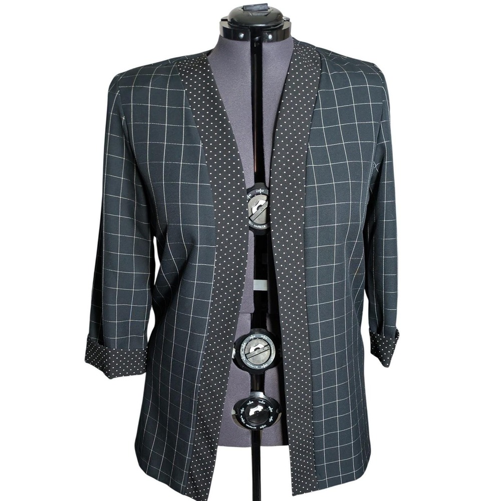 90s Corporate Goth Open Blazer Size 18 Mixed Media Business Casual Career